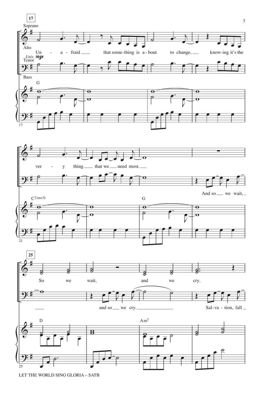 Let The World Sing Gloria 4-Part scores gallery preview page 2