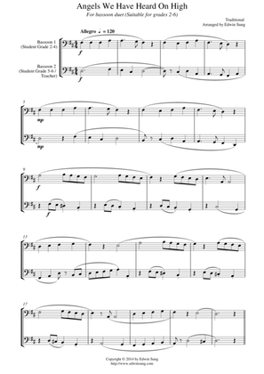 Angels We Have Heard On High (for bassoon duet, suitable for grades 2-6)