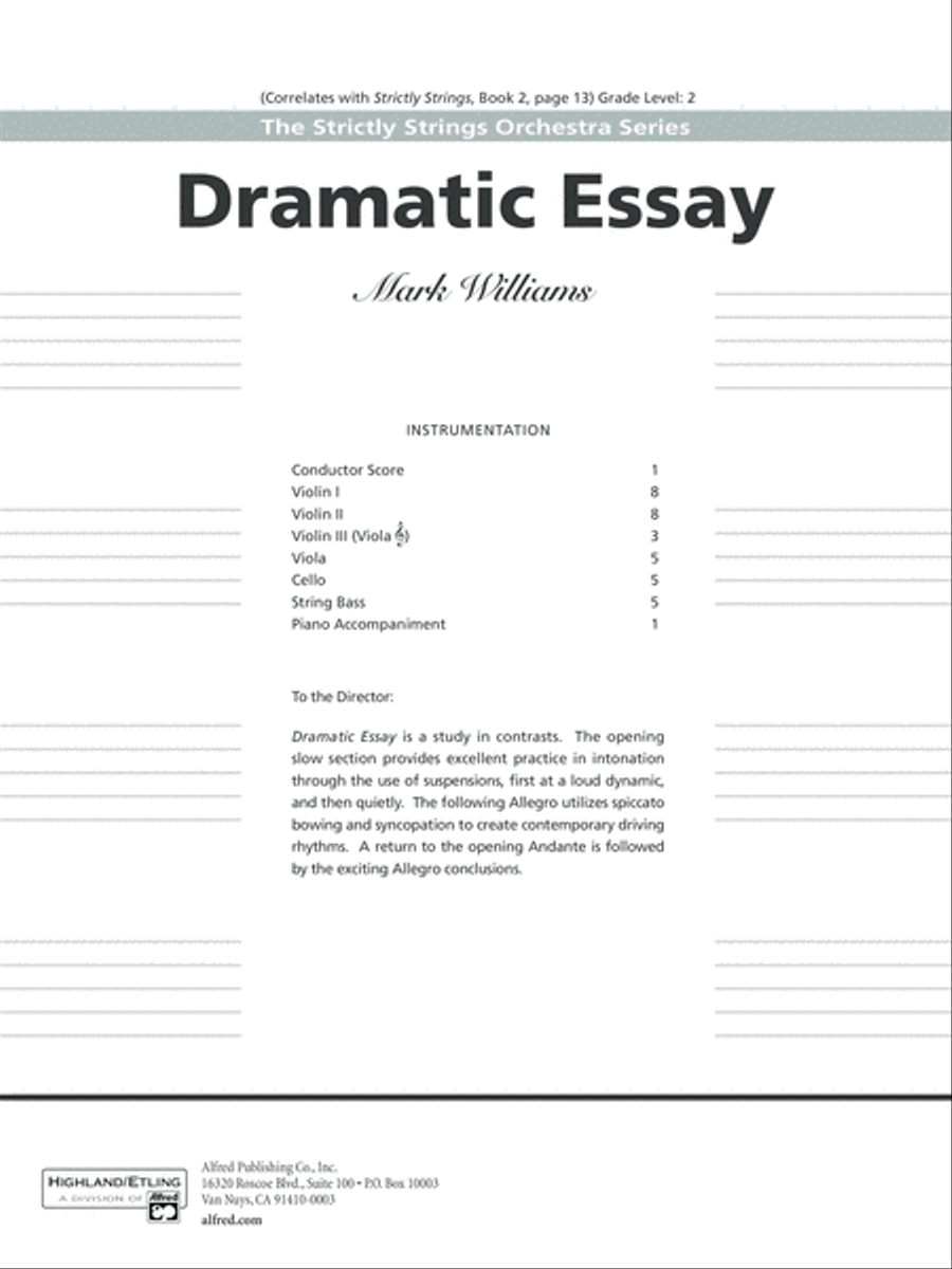 Dramatic Essay: Score Dramatic Essay: Score String Orchestra scores gallery preview page 1
