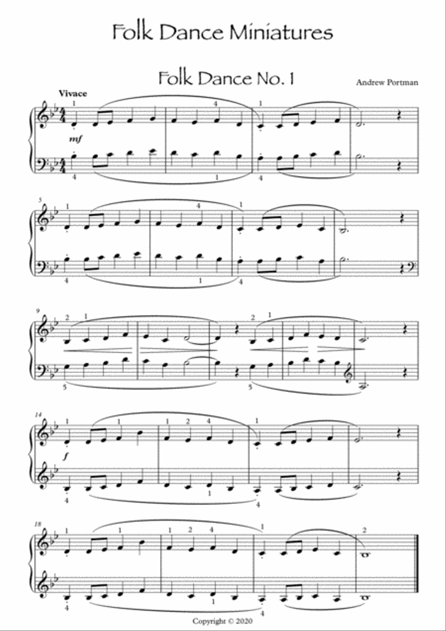 10 Folk Dance Miniatures for solo piano. Easy Piano scores gallery preview page 2