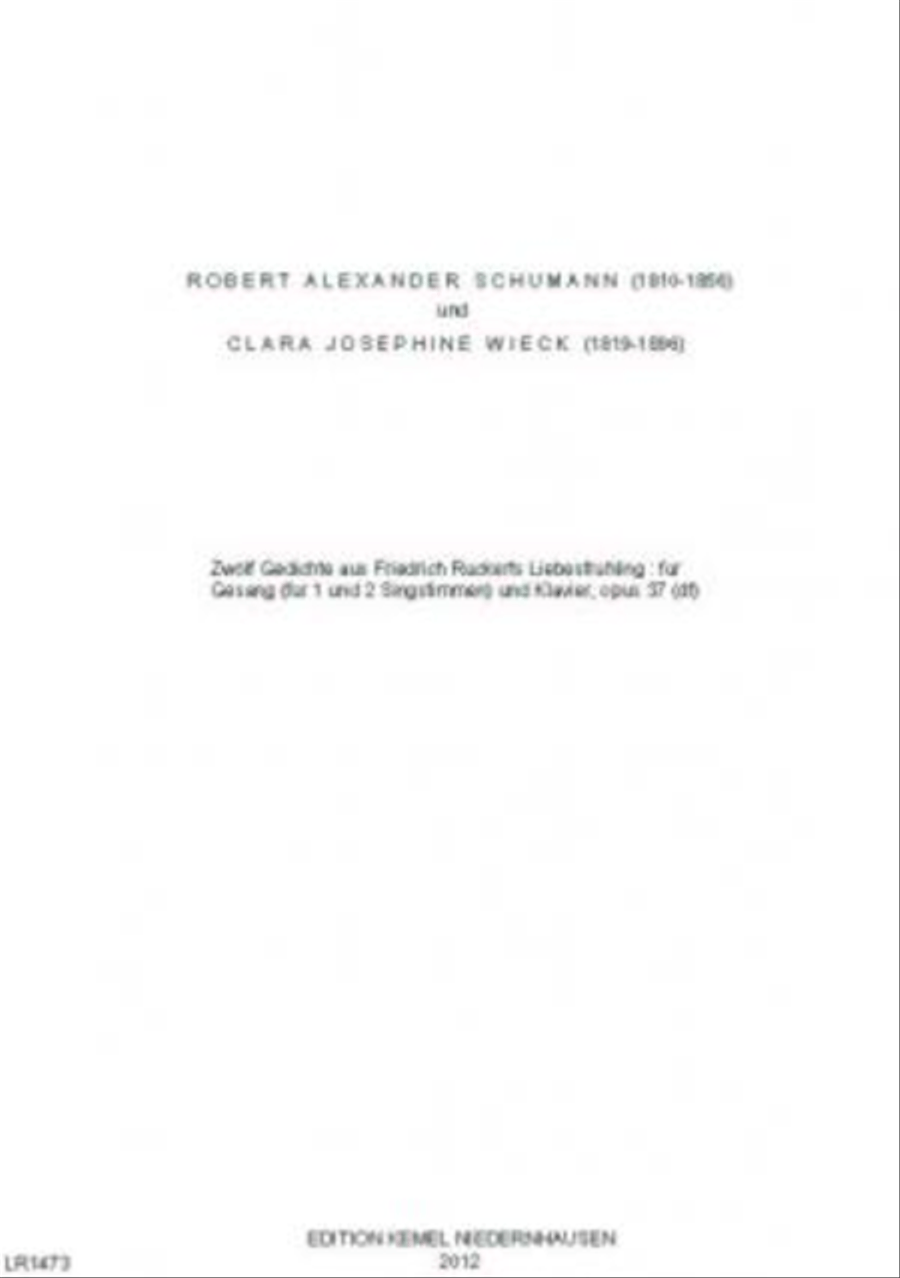 Zwölf Gedichte aus Friedrich Rückerts Liebesfrühling Piano Accompaniment scores gallery preview page 1