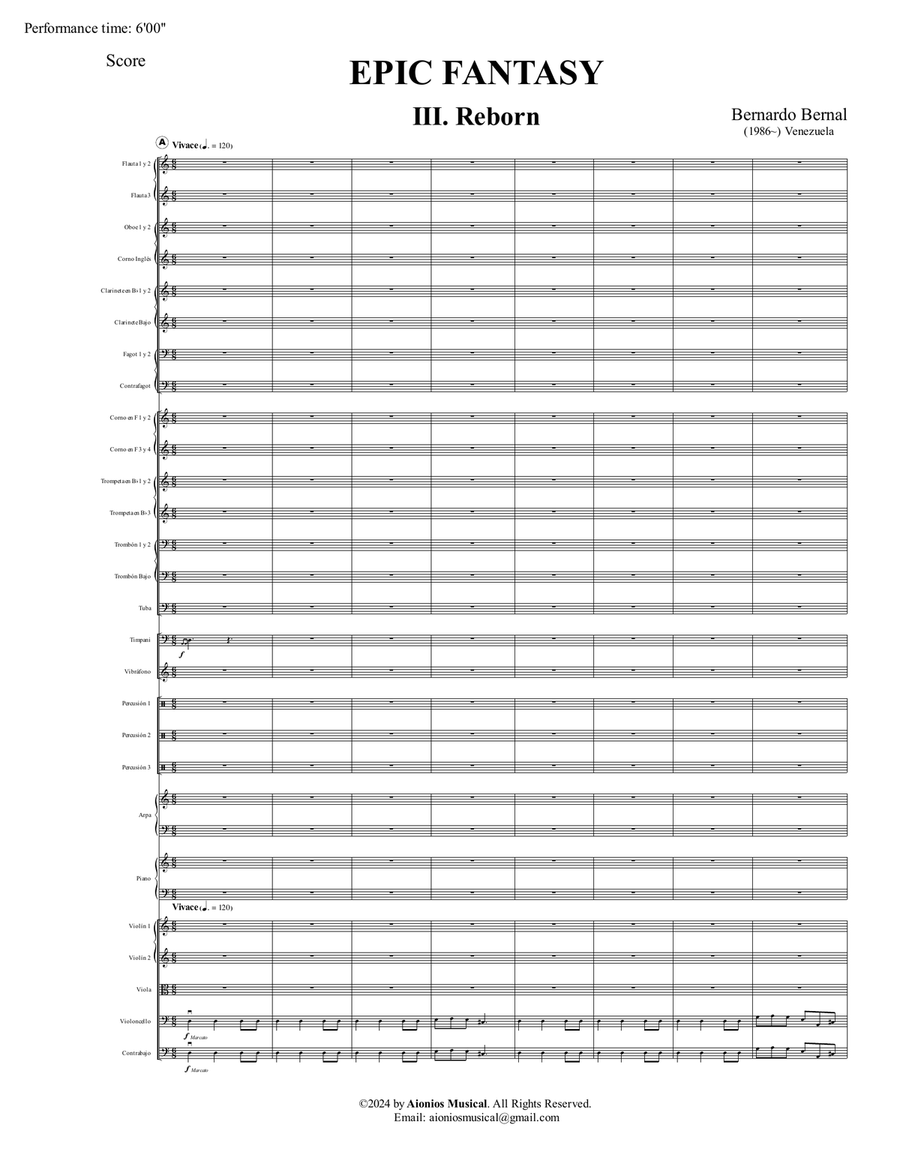 Epic Fantasy - III. Reborn - Symphonic Orchestra (Score only) Full Orchestra scores gallery preview page 3