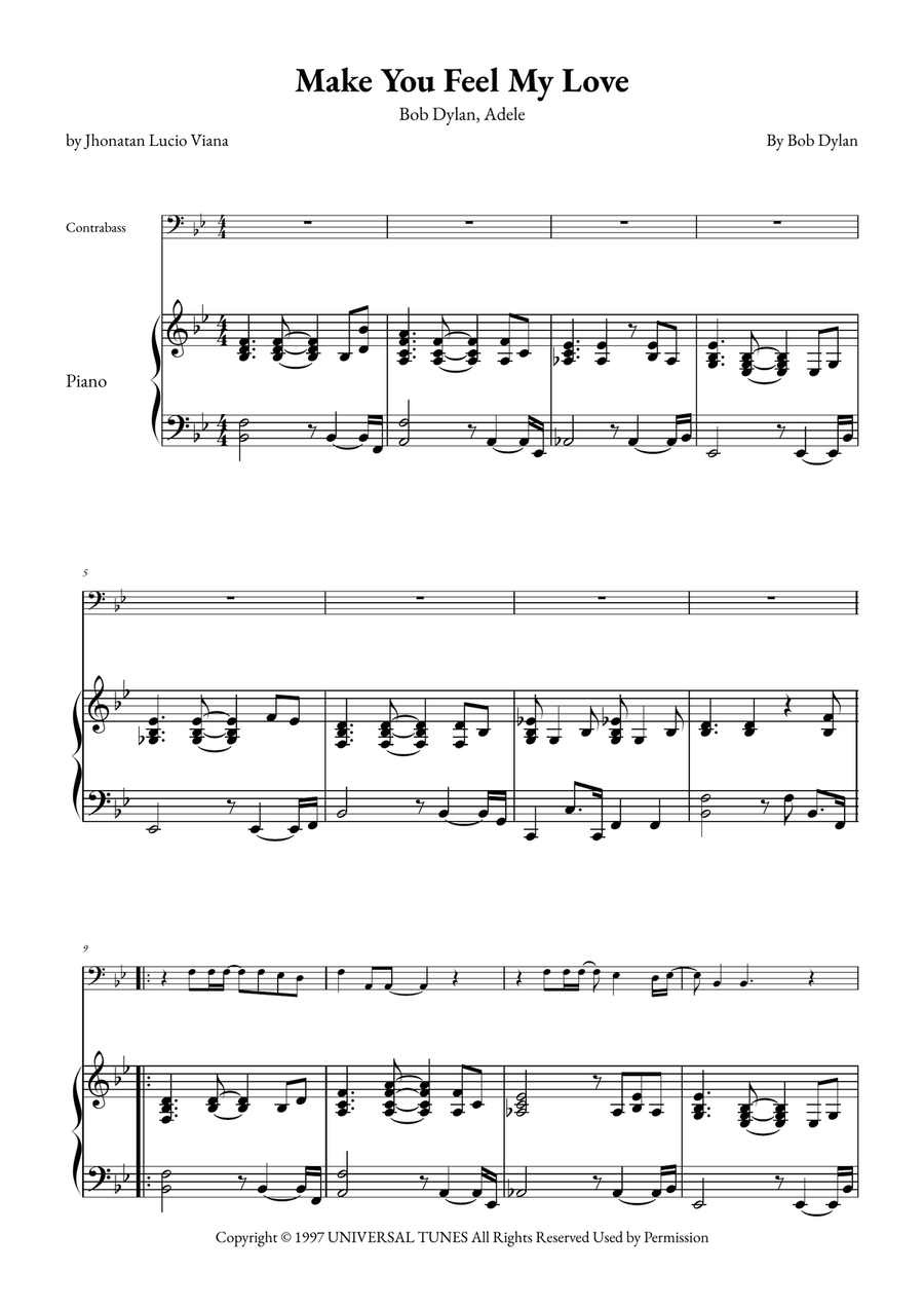 Make You Feel My Love Double Bass scores gallery preview page 1