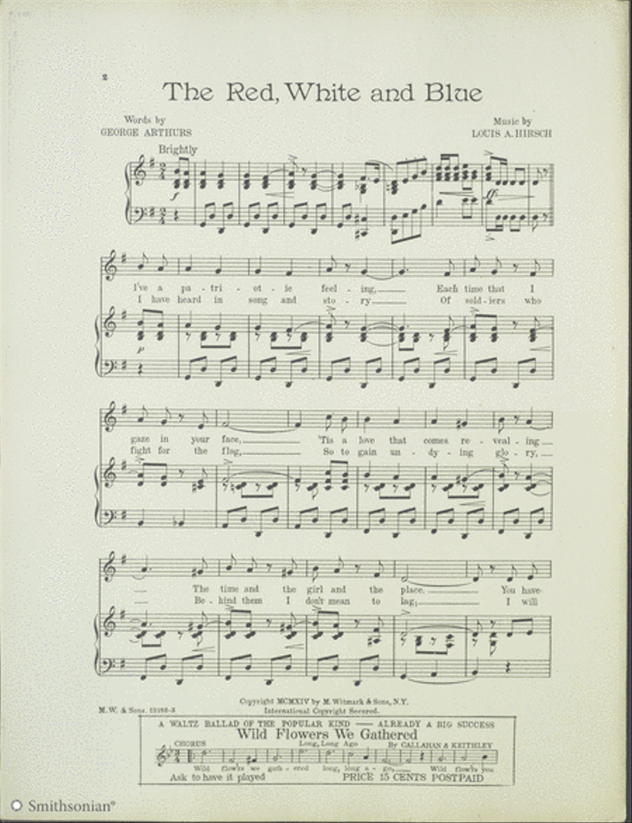 The Red, White and Blue: Novelty March Song Piano, Vocal scores gallery preview page 2