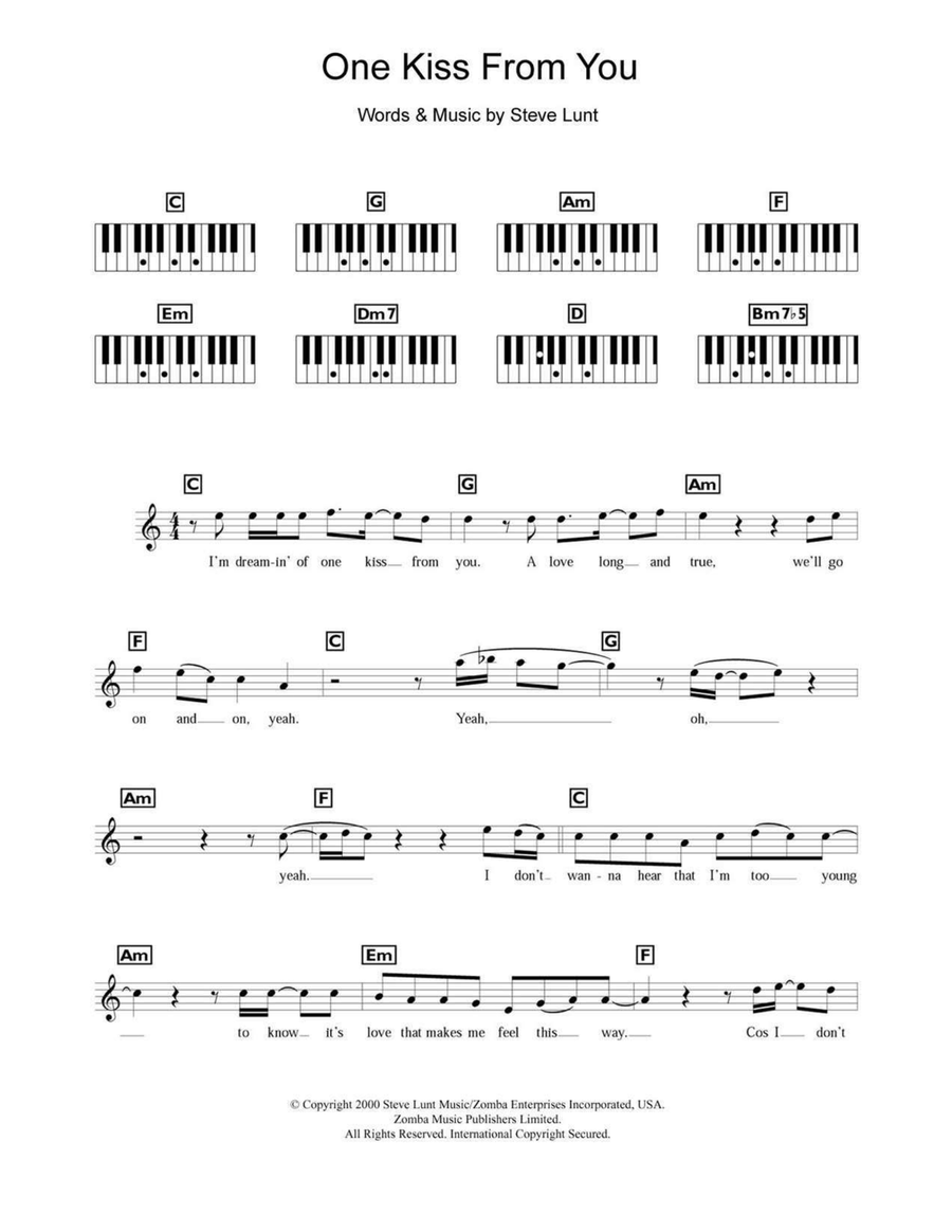 One Kiss From You One Kiss From You Piano scores gallery preview page 1