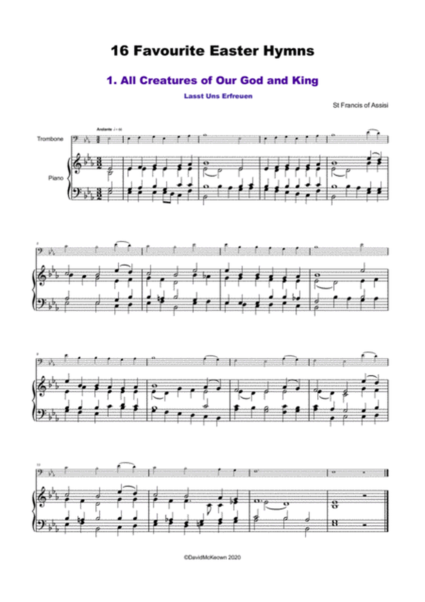 16 Favourite Easter Hymns for Solo Trombone and Piano