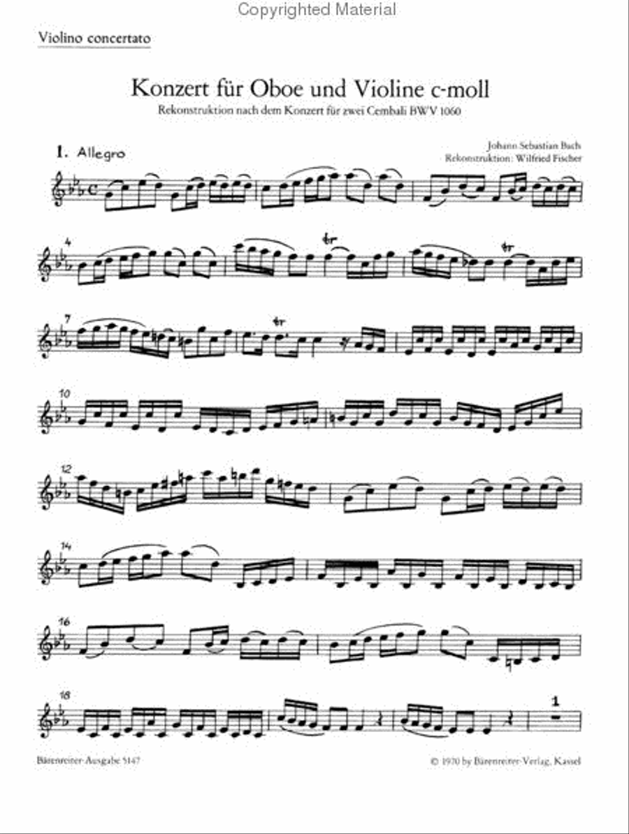 Concerto In C Minor For Oboe And Violin, BWV 1060 Violin Solo scores gallery preview page 4