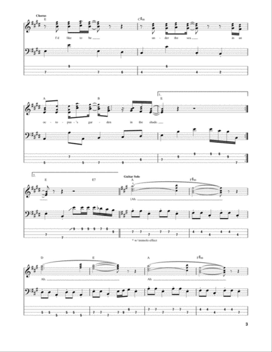Octopus's Garden Guitar Tablature scores gallery preview page 3