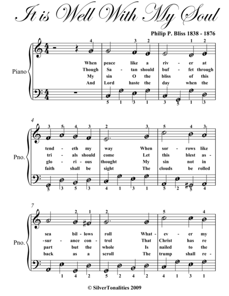 It Is Well With My Soul Easy Piano Sheet Music