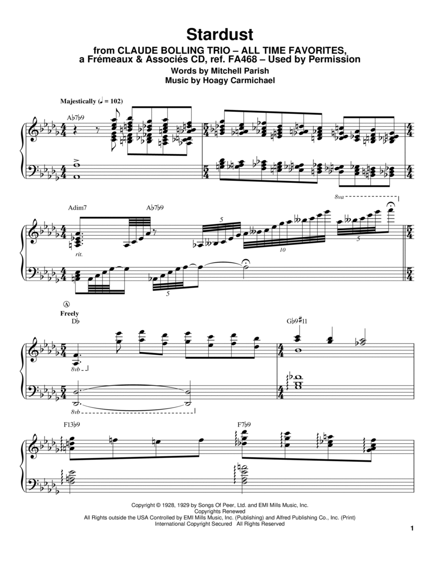 Stardust Piano scores gallery preview page 1