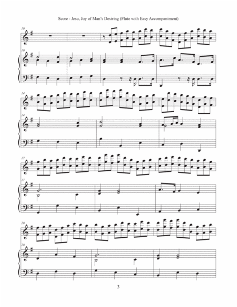 Jesu, Joy of Man’s Desiring (Flute with Easy Accompaniment) Flute Solo scores gallery preview page 3