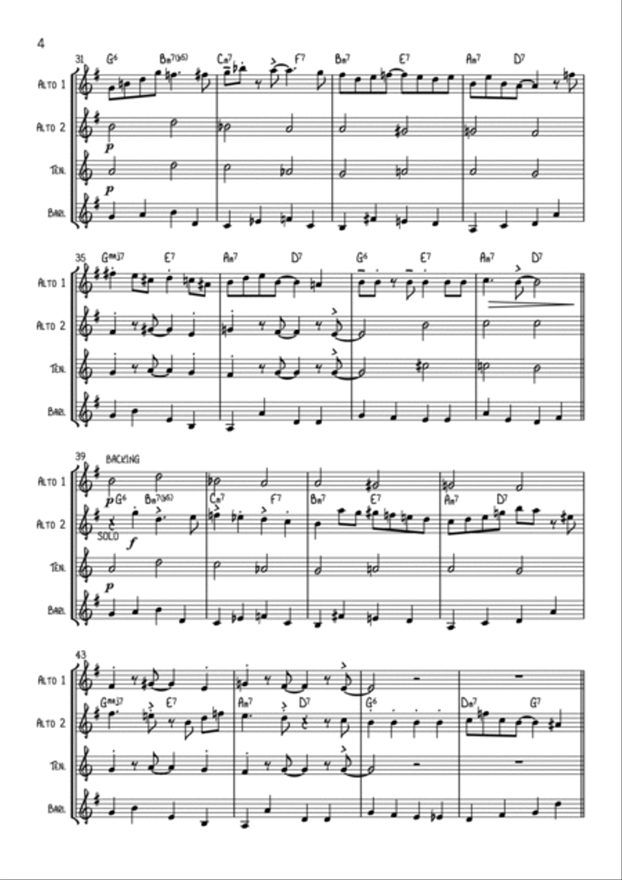 Line For Lyons Saxophone Quartet scores gallery preview page 4