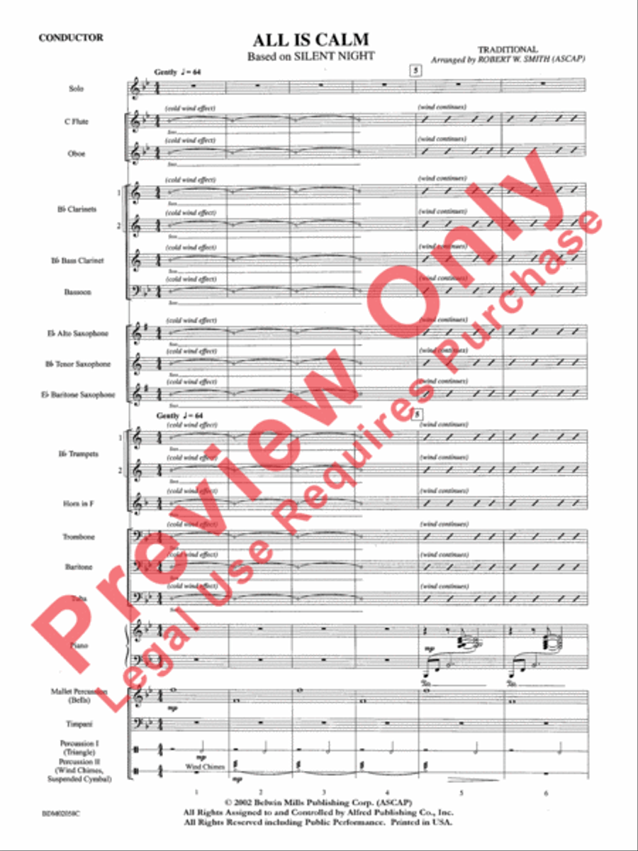 All Is Calm (Based on Silent Night) Concert Band scores gallery preview page 3