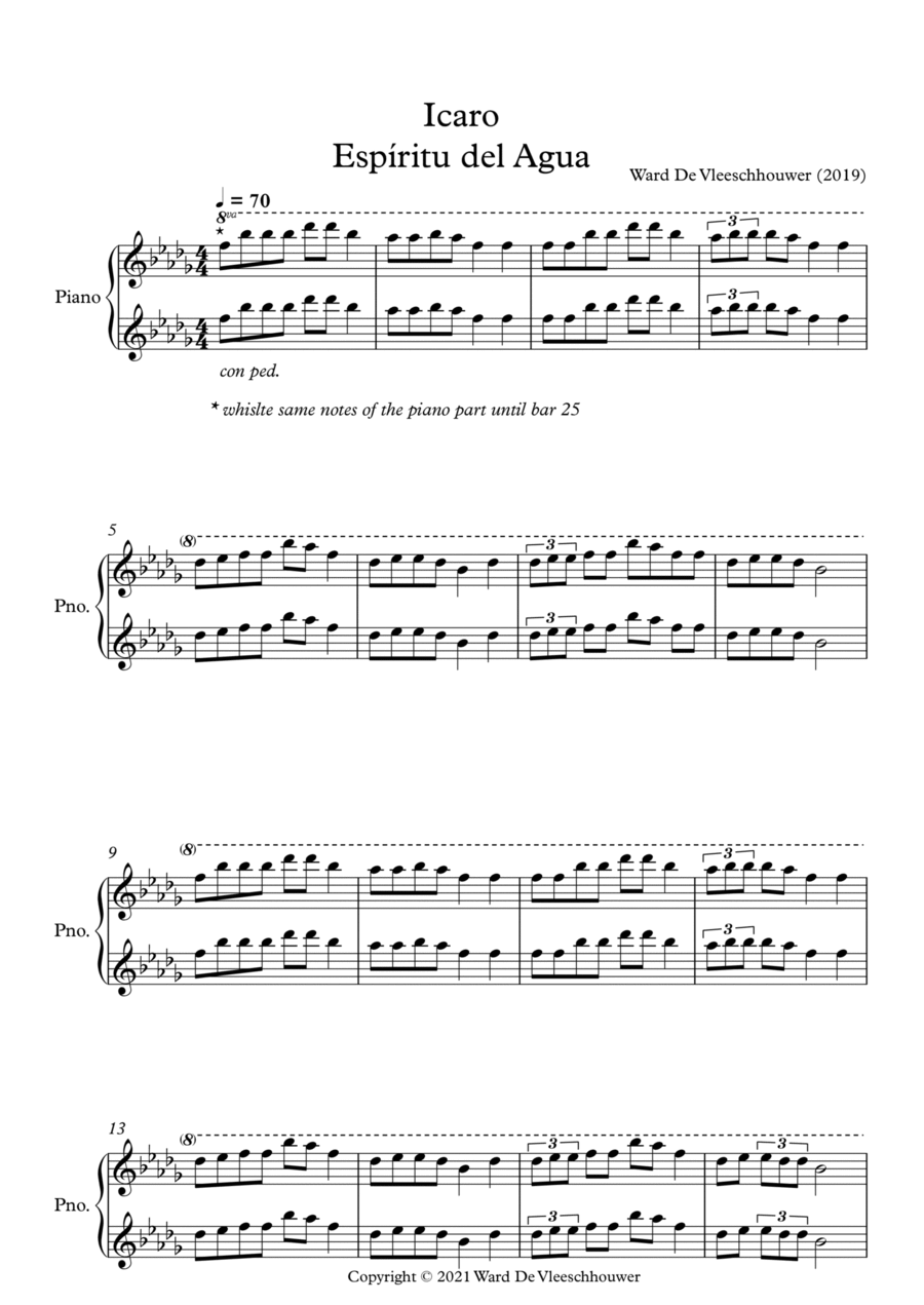 Icaro - Espíritu del Agua Piano Solo scores gallery preview page 1