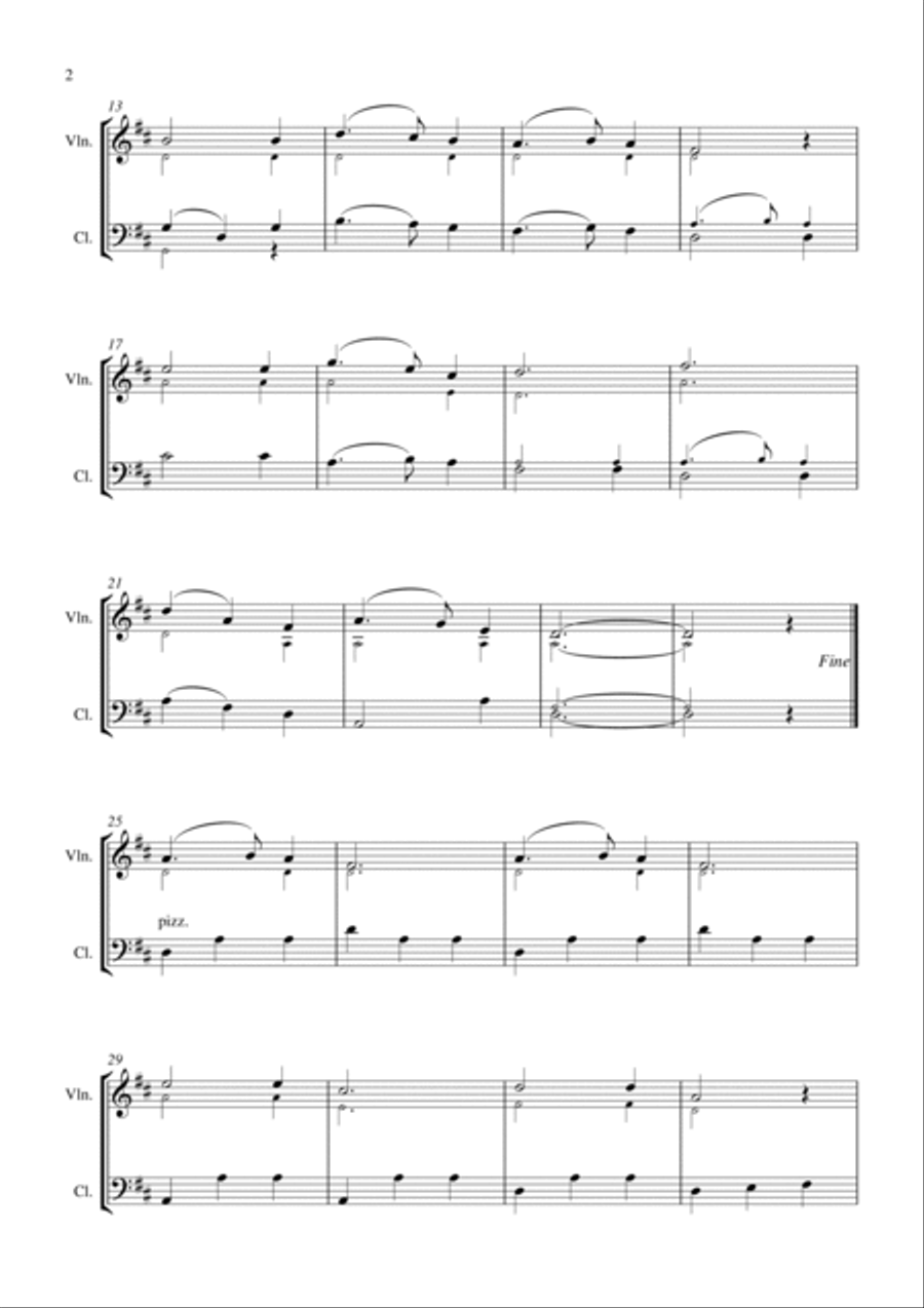 Silent Night (for violin-cello duet, trio or quartet. Suitable for ALL grades) String Quartet scores gallery preview page 2