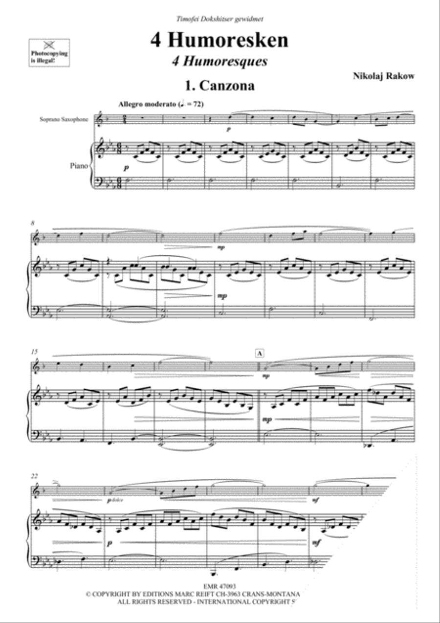 4 Humoresken Soprano Saxophone scores gallery preview page 3
