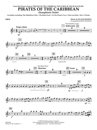 Pirates Of The Caribbean (Symphonic Suite) (arr. John Wasson) - Oboe