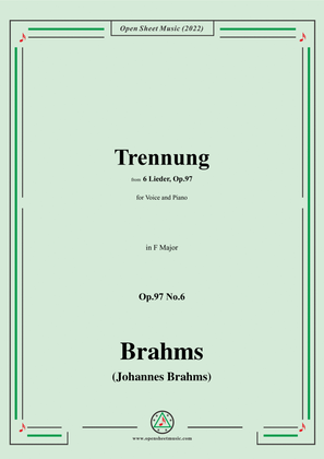 Book cover for Brahms-Trennung,Op.97 No.6,in F Major,for Voice and Piano