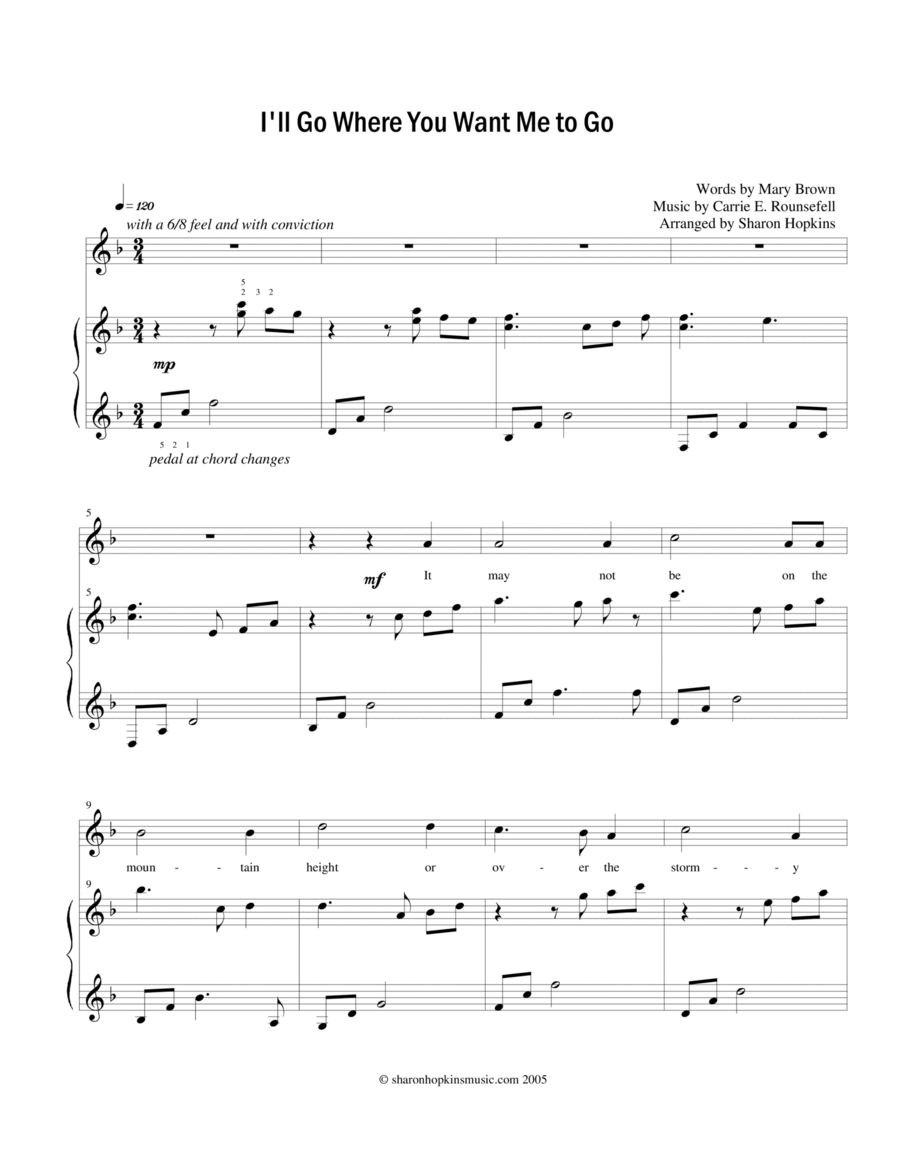 I'll Go Where You Want Me to Go Voice scores gallery preview page 1