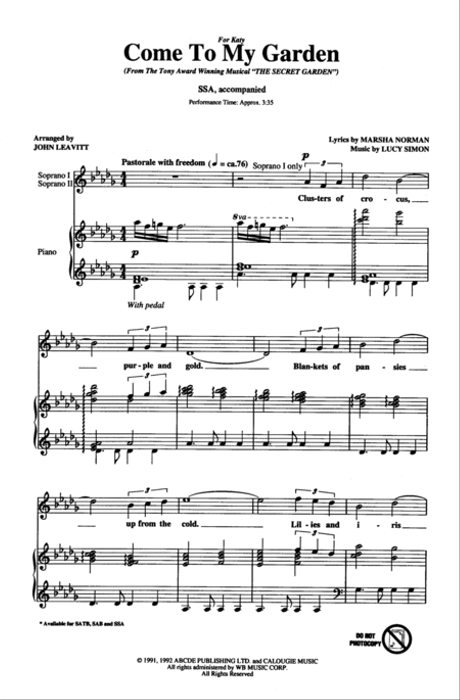 Come to My Garden Women's Choir scores gallery preview page 2