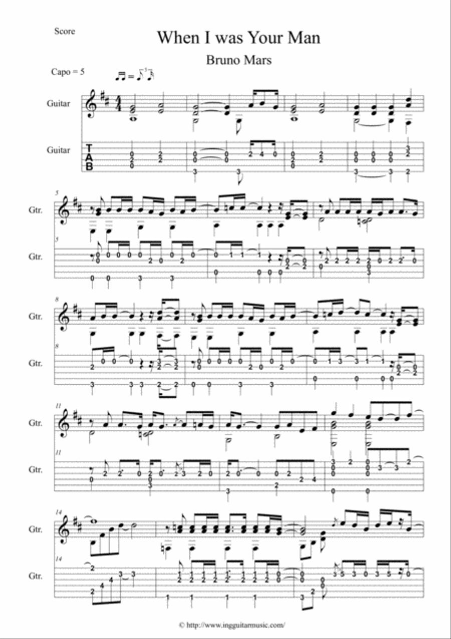 When I Was Your Man When I Was Your Man Electric Guitar scores gallery preview page 1