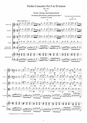 Vivaldi - Violin Concerto No.9 in D minor RV 236 Op.8 for Violin, Strings and Harpsichord