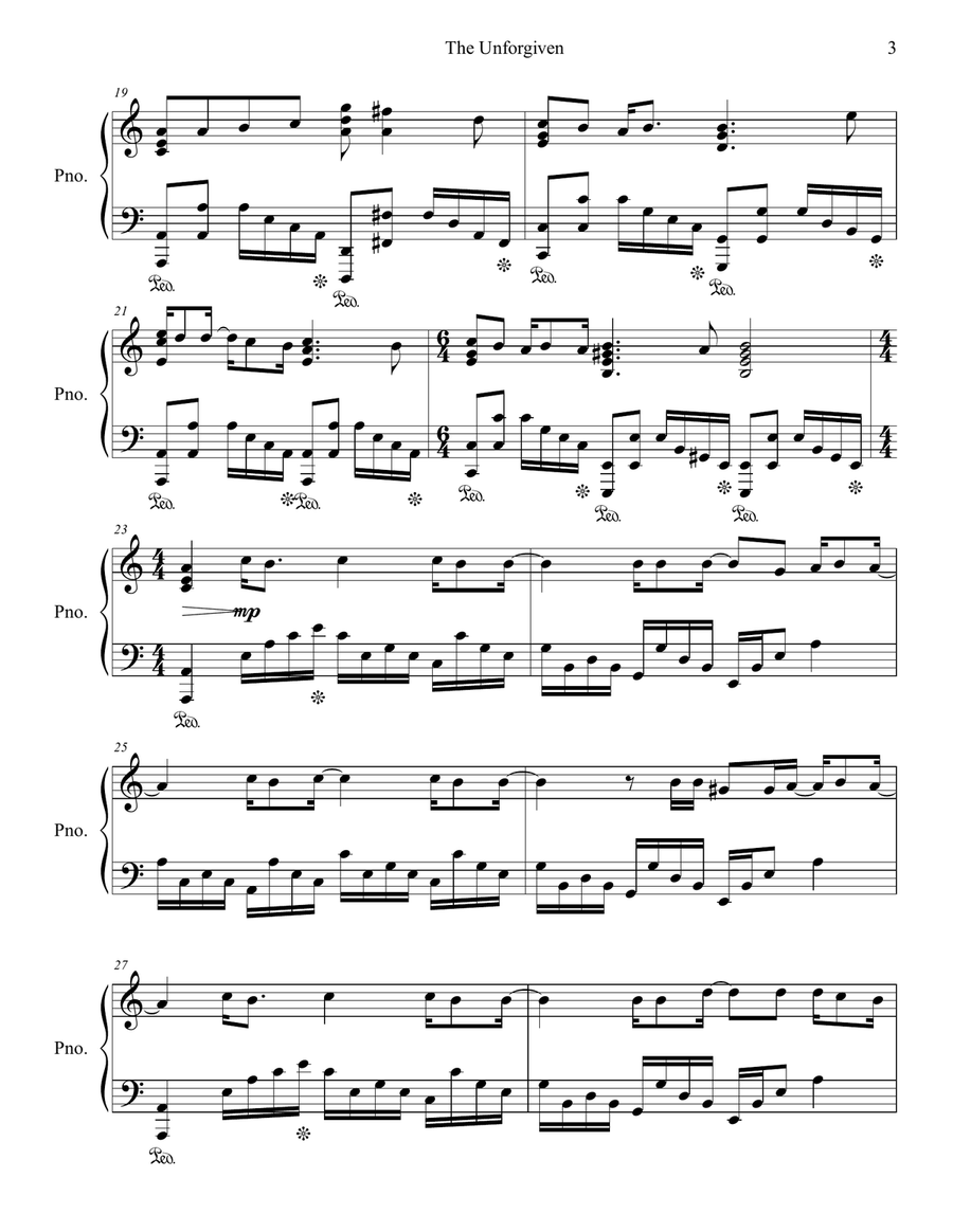 The Unforgiven Piano Solo scores gallery preview page 4