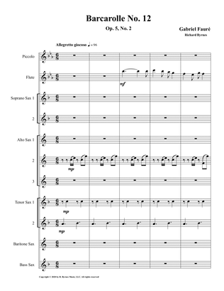 Barcarolle 12, Op. 105, No. 2 by Gabriel Fauré (Saxophone Nonet + Fl,Picc.)