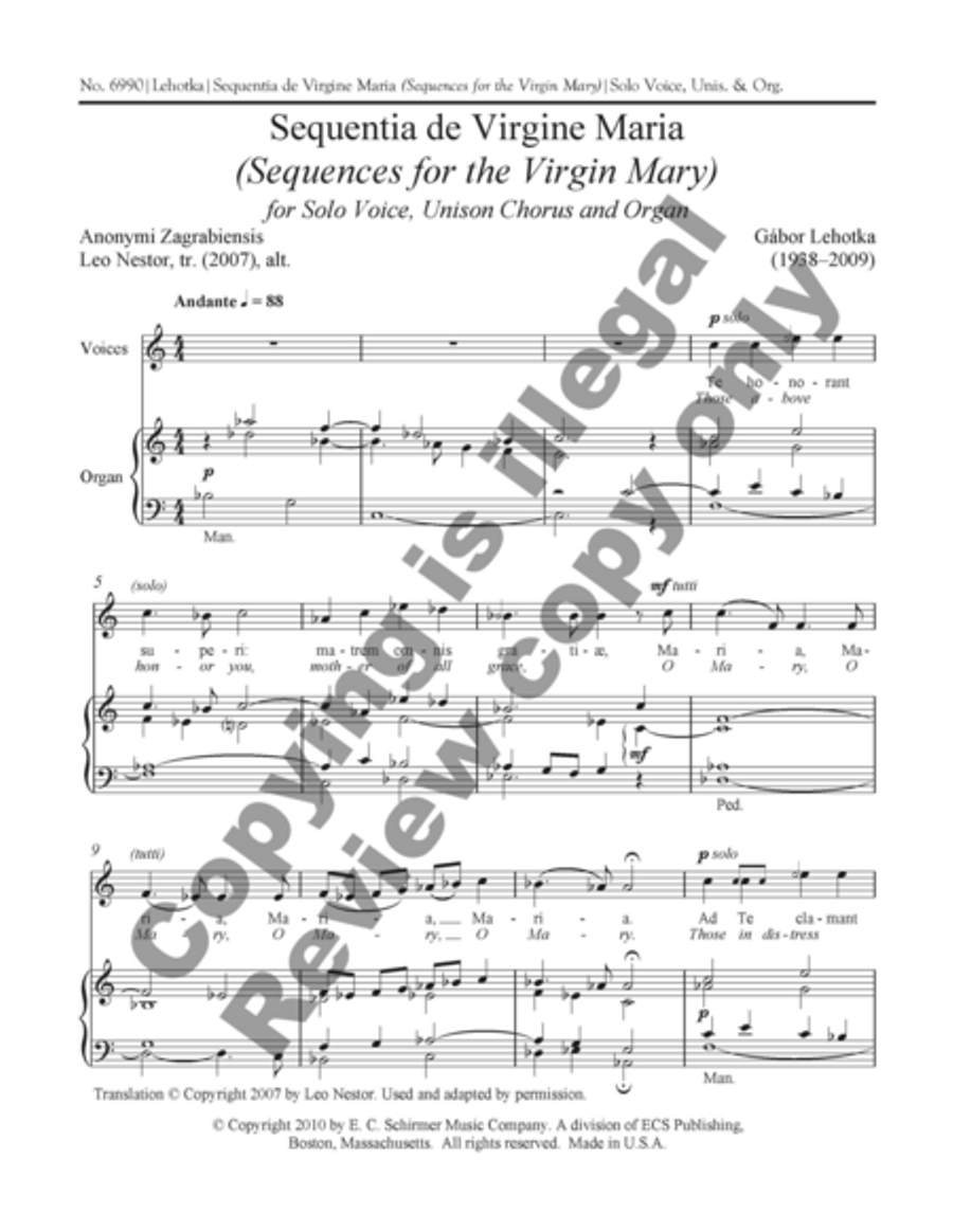Sequentia de Virgine Maria Unison Choir scores gallery preview page 5