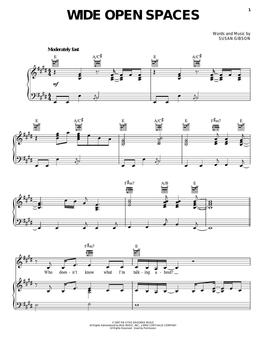 Wide Open Spaces Acoustic Guitar scores gallery preview page 1