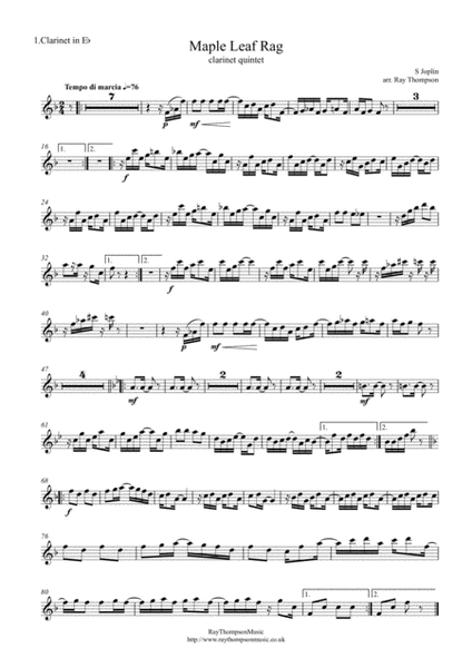 Scott Joplin: Maple Leaf Rag - clarinet quintet image number null