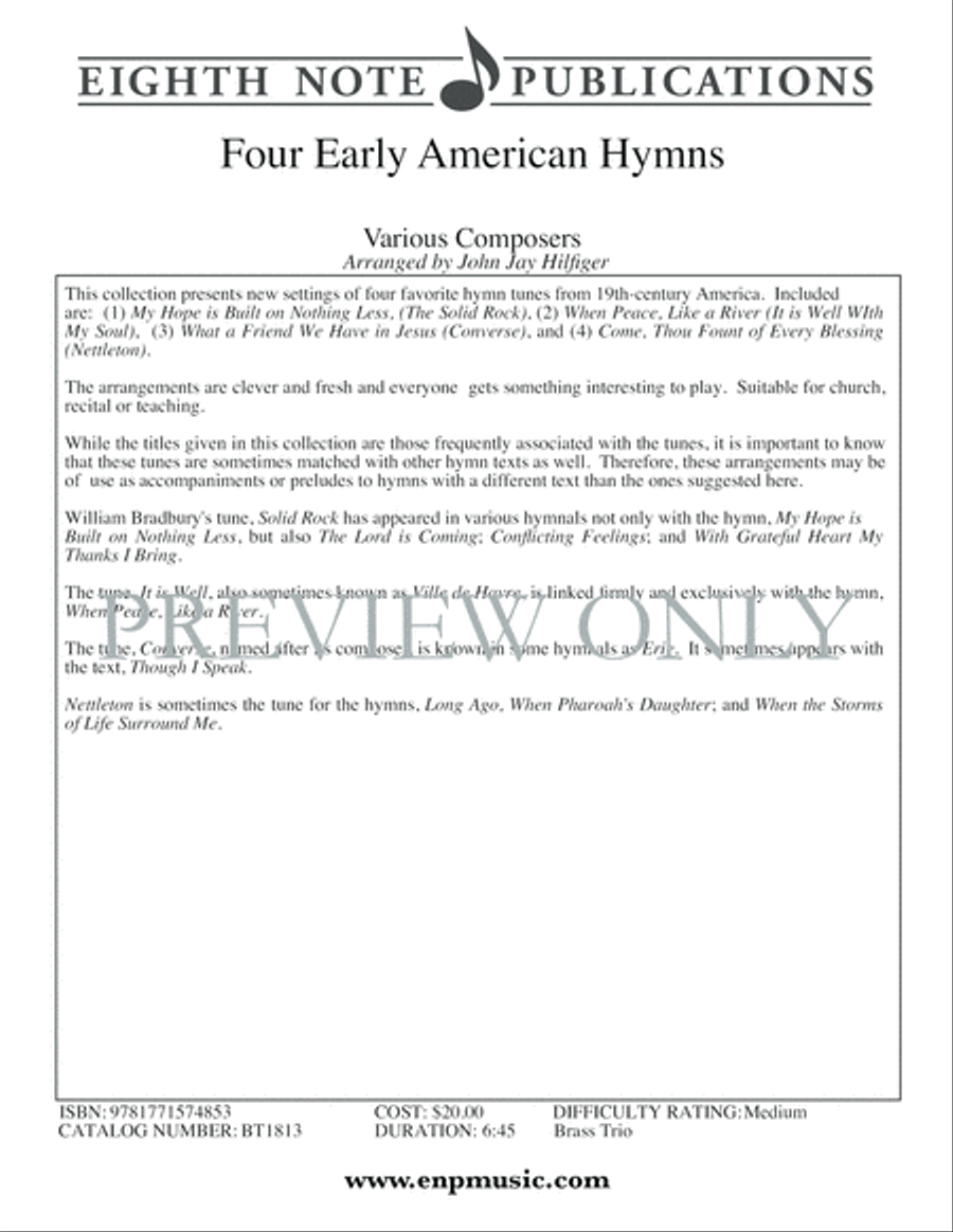 Four Early American Hymns Brass Ensemble scores gallery preview page 2