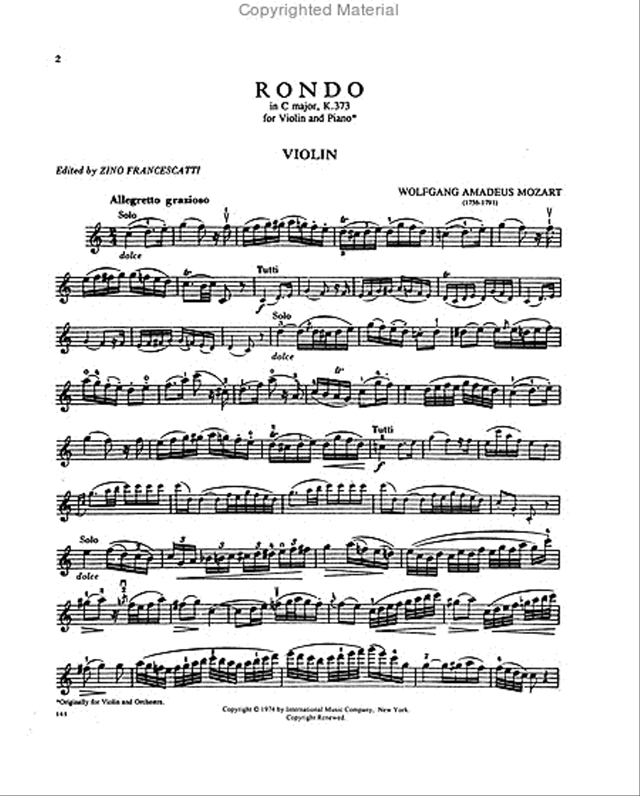 Rondo In C Major, K. 373 Violin Solo scores gallery preview page 2