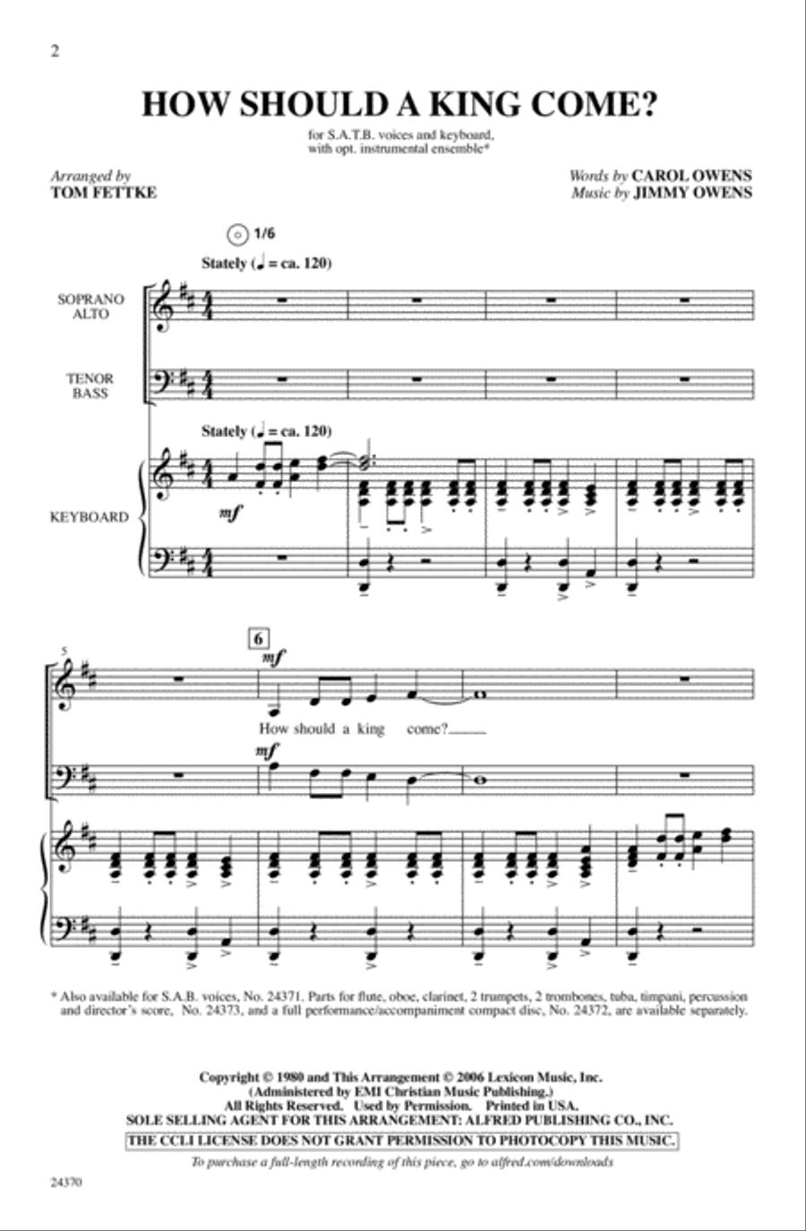 How Should a King Come? 4-Part scores gallery preview page 1