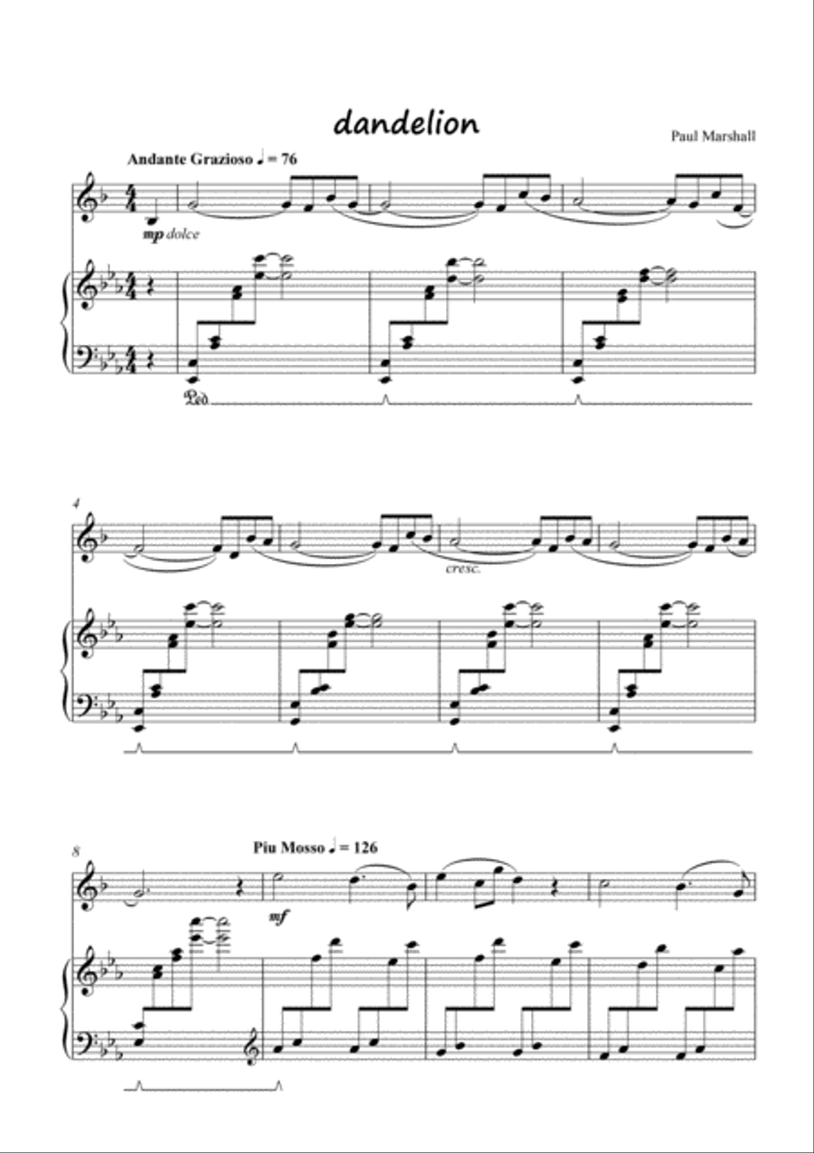 Dandelion for Clarinet and Piano Clarinet Solo scores gallery preview page 3