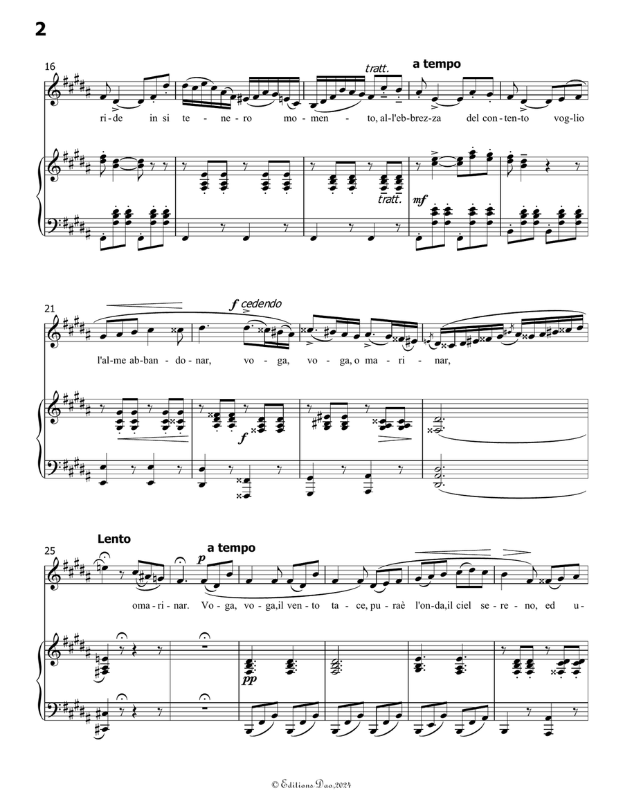 Il Barcaiolo, by Donizetti, in B Major Piano, Vocal scores gallery preview page 4