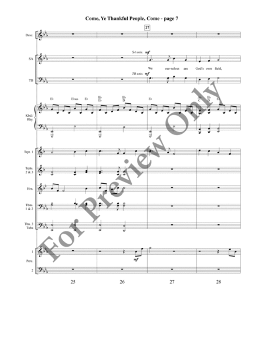 Come, Ye Thankful People, Come Orchestraton Brass Ensemble scores gallery preview page 9