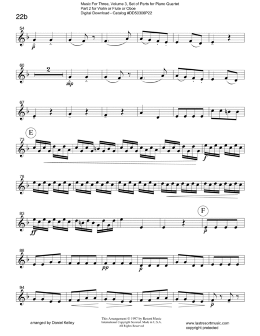 Alleluia from Exsultate, Jubilate K. 165 for Piano Quartet Small Ensemble scores gallery preview page 5