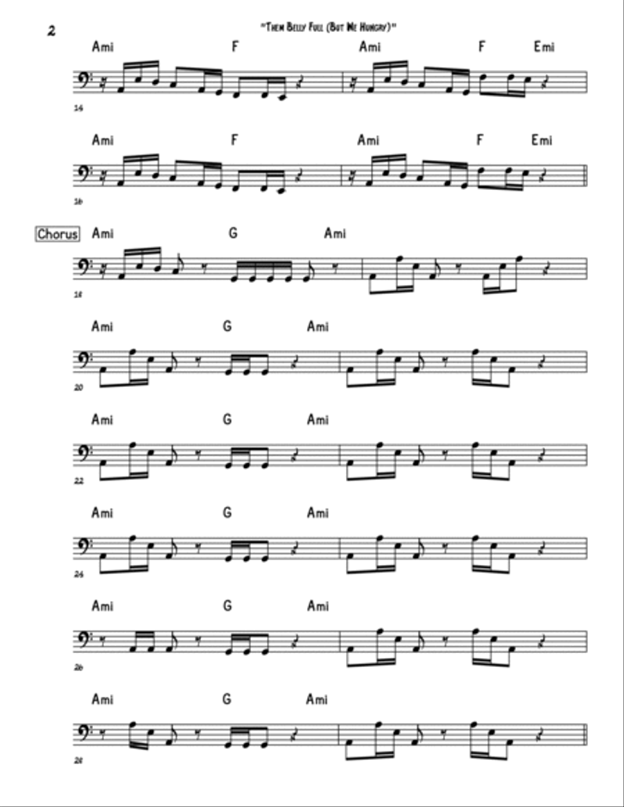 Them Belly Full (but We Hungry) Bass Guitar scores gallery preview page 2