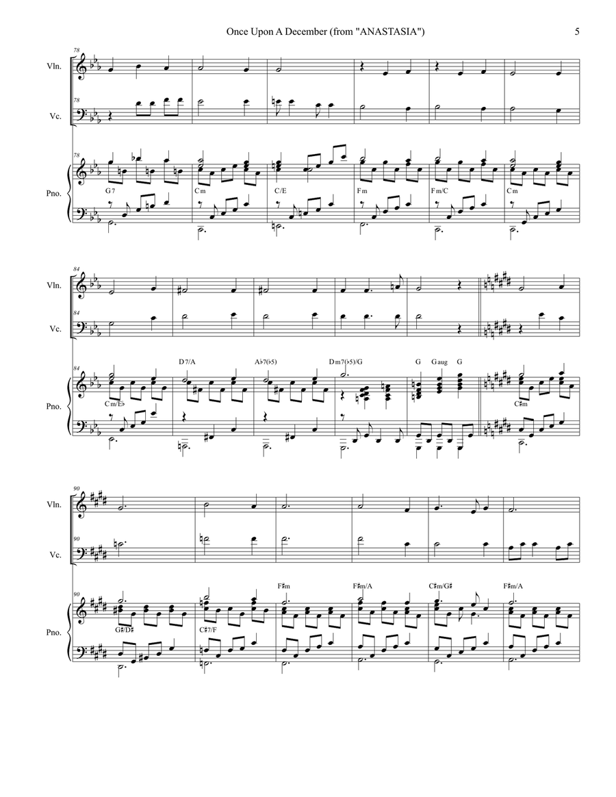 Once Upon A December from the Twentieth Century Fox Motion Picture ANASTASIA Piano Trio scores gallery preview page 5