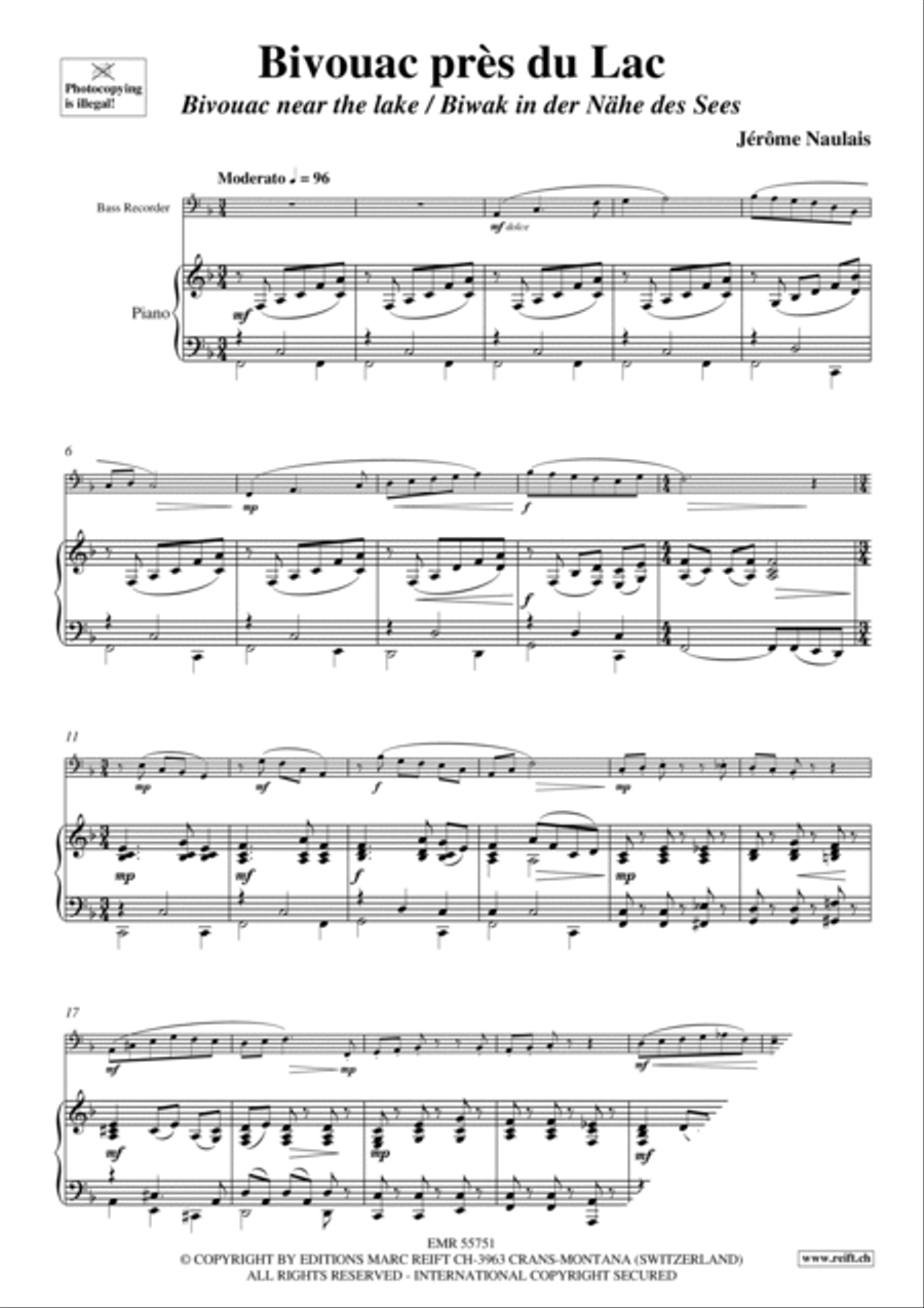 Bivouac pres du Lac Bivouac pres du Lac Bass Recorder scores gallery preview page 4