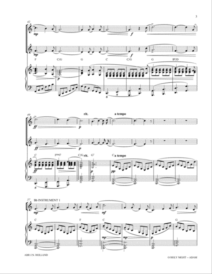 O Holy Night (Cantique de Noel) Adolphe Adam Duet for Treble Instrument in Bb and French Horn Brass Duet scores gallery preview page 5