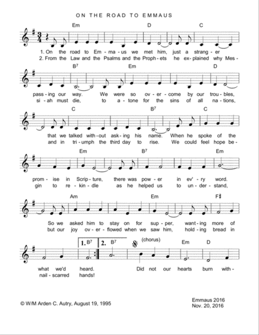 On the Road to Emmaus Guitar Solo scores gallery preview page 1