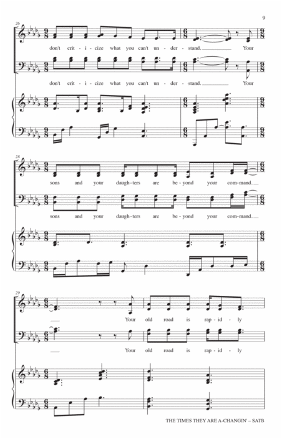 The Times They Are A-Changin' (arr. Adam Podd) 4-Part scores gallery preview page 7