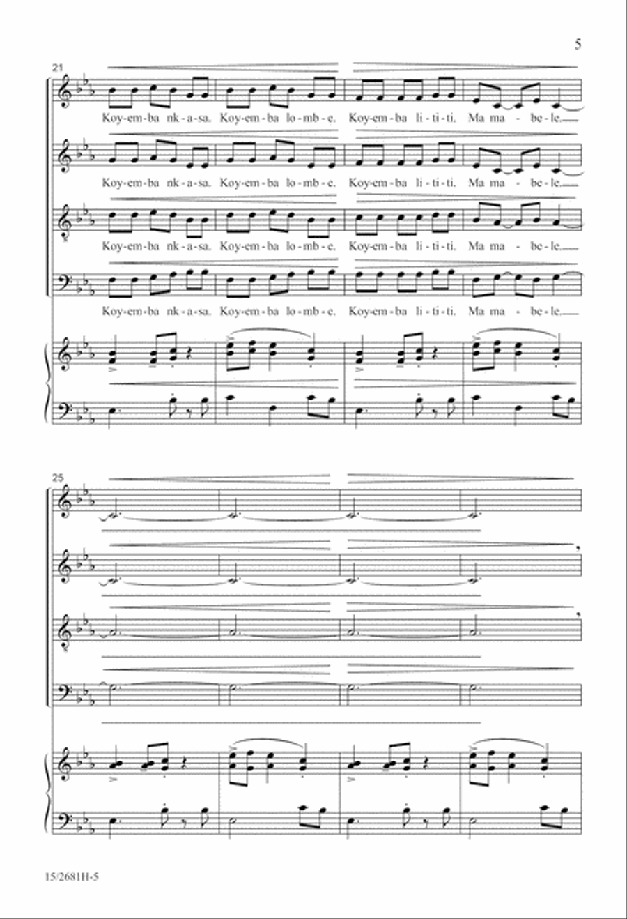 Nzembo na Mvula Zamba (Song of the Rainforest) 4-Part scores gallery preview page 5