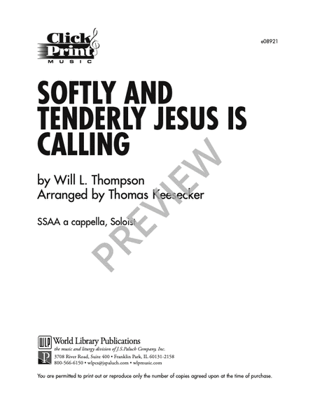 Softly and Tenderly Jesus is Calling image number null