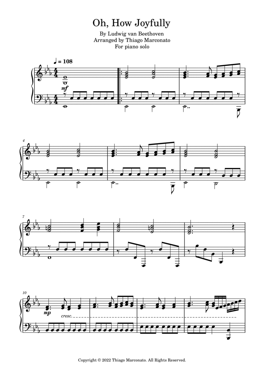 Oh, How Joyfully Oh, How Joyfully Piano Solo scores gallery preview page 1