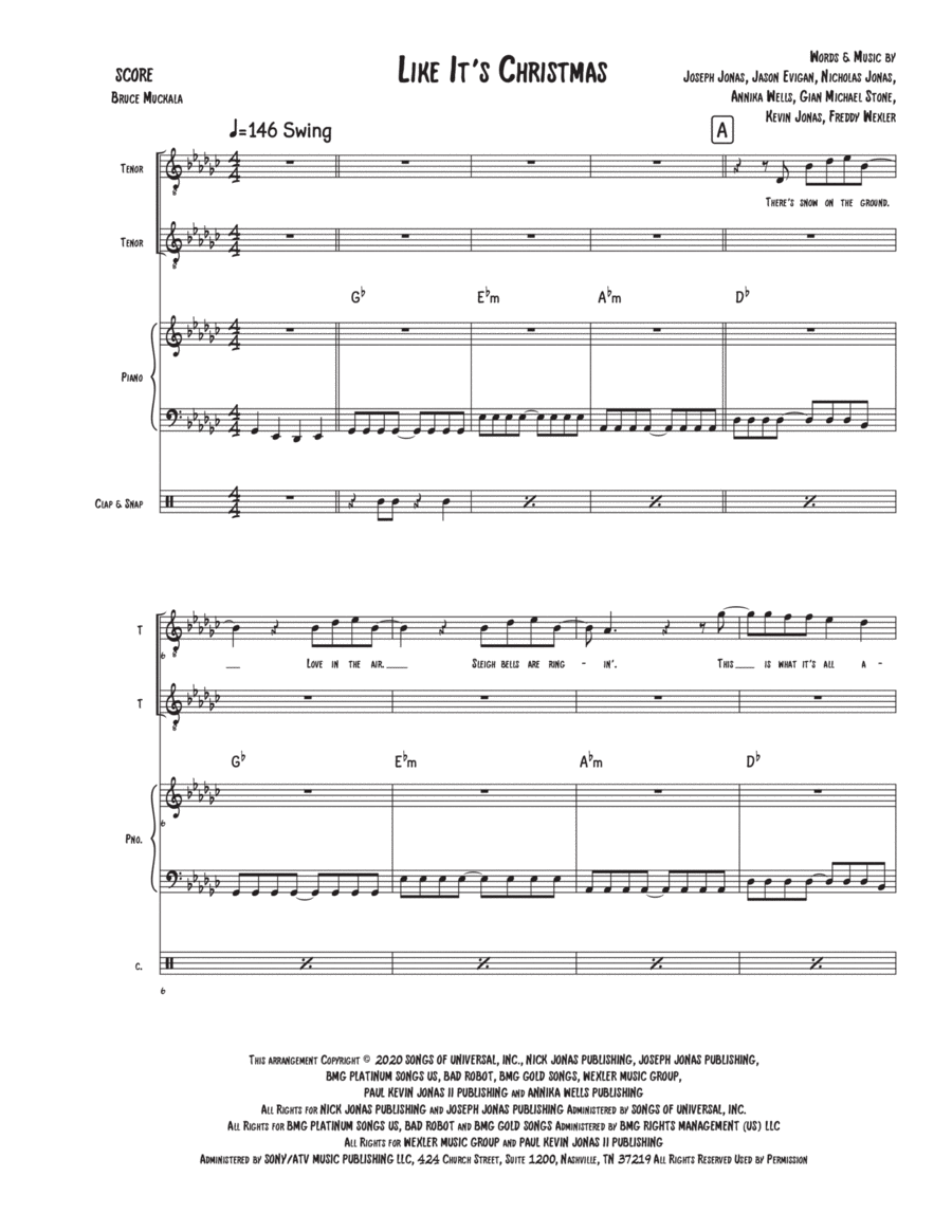 Like It's Christmas Like It's Christmas Piano, Vocal, Guitar scores gallery preview page 1