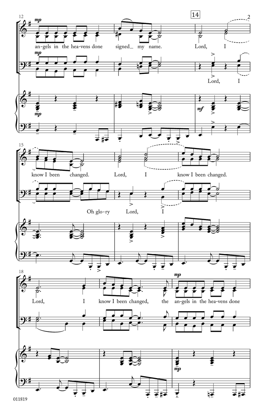 Wade in the Water / Lord, I Know I Been Changed (SATB) 4-Part scores gallery preview page 3