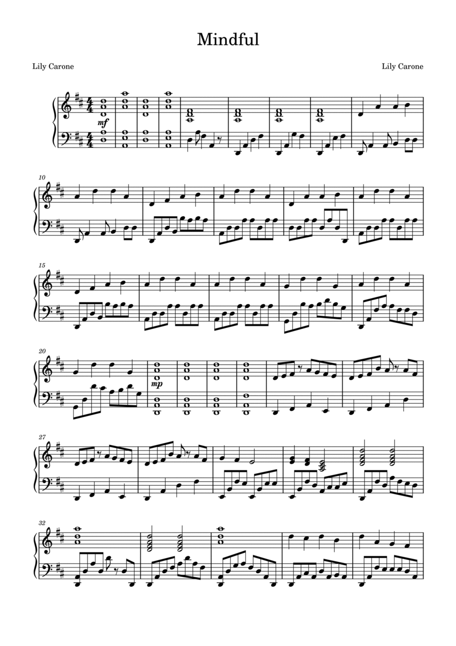 Mindful Mindful Piano Solo scores gallery preview page 1